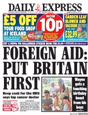 Daily Express (UK) Newspaper Front Page for 26 October 2017
