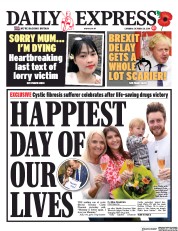 Daily Express (UK) Newspaper Front Page for 26 October 2019
