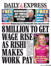 Daily Express (UK) Newspaper Front Page for 26 October 2021