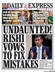 Daily Express (UK) Newspaper Front Page for 26 October 2022