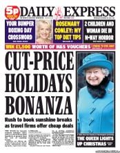 Daily Express (UK) Newspaper Front Page for 26 December 2012