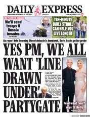 Daily Express (UK) Newspaper Front Page for 26 January 2022