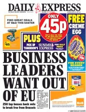 Daily Express (UK) Newspaper Front Page for 26 March 2016