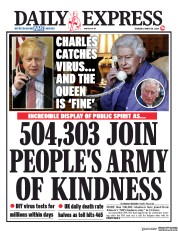Daily Express (UK) Newspaper Front Page for 26 March 2020