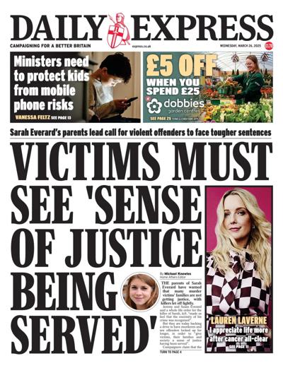 Daily Express Newspaper Front Page (UK) for 26 March 2025