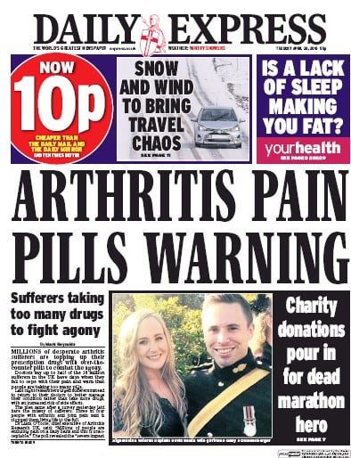 Daily Express Newspaper Front Page (UK) for 26 April 2016