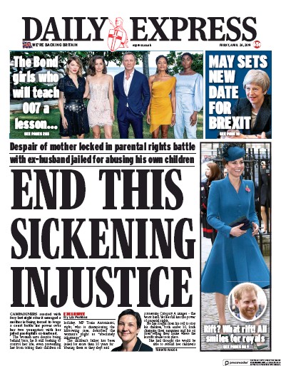 Daily Express Newspaper Front Page (UK) for 26 April 2019