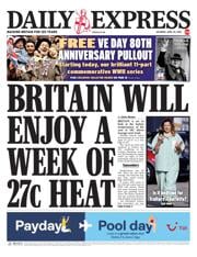 Daily Express front page for 26 April 2025