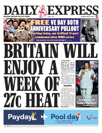Daily Express Newspaper Front Page (UK) for 26 April 2025