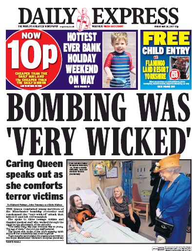 Daily Express Newspaper Front Page (UK) for 26 May 2017
