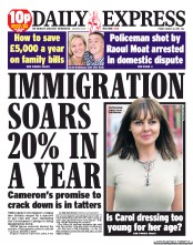 Daily Express Newspaper Front Page (UK) for 26 August 2011
