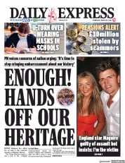 Daily Express (UK) Newspaper Front Page for 26 August 2020