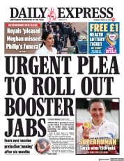 Daily Express (UK) Newspaper Front Page for 26 August 2021