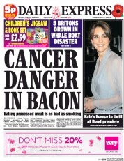 Daily Express (UK) Newspaper Front Page for 27 October 2015