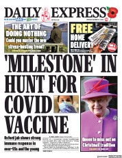 Daily Express (UK) Newspaper Front Page for 27 October 2020