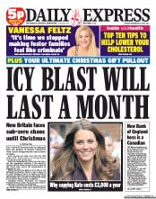 Daily Express (UK) Newspaper Front Page for 27 November 2012