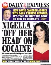Daily Express (UK) Newspaper Front Page for 27 November 2013