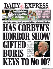 Daily Express (UK) Newspaper Front Page for 27 November 2019