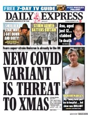 Daily Express (UK) Newspaper Front Page for 27 November 2021