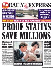 Daily Express (UK) Newspaper Front Page for 27 December 2012