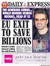 Daily Express (UK) Newspaper Front Page for 27 December 2016