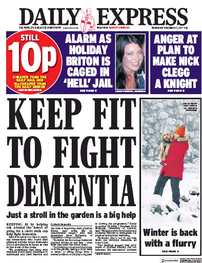 Daily Express Newspaper Front Page (UK) for 27 December 2017