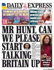 Daily Express front page for 27 January 2023