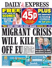 Daily Express (UK) Newspaper Front Page for 27 February 2016