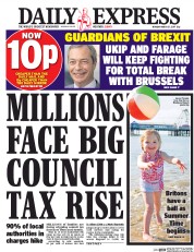 Daily Express (UK) Newspaper Front Page for 27 March 2017