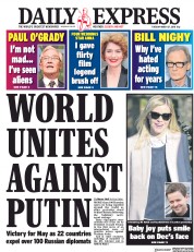 Daily Express (UK) Newspaper Front Page for 27 March 2018