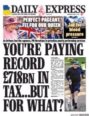 Daily Express (UK) Newspaper Front Page for 27 April 2022