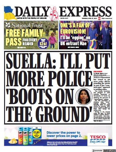 Daily Express Newspaper Front Page (UK) for 27 April 2023