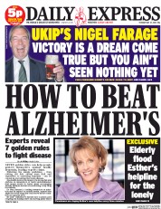 Daily Express (UK) Newspaper Front Page for 27 May 2014