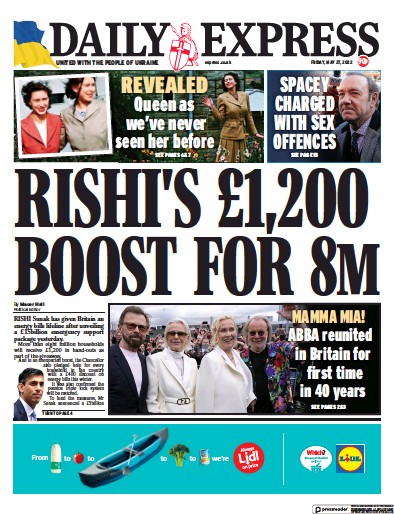 Daily Express Newspaper Front Page (UK) for 27 May 2022