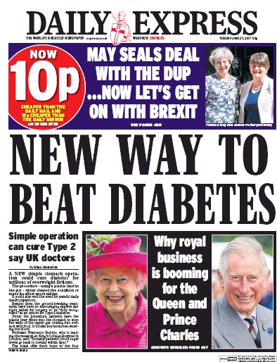 Daily Express Newspaper Front Page (UK) for 27 June 2017