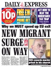 Daily Express (UK) Newspaper Front Page for 27 July 2016