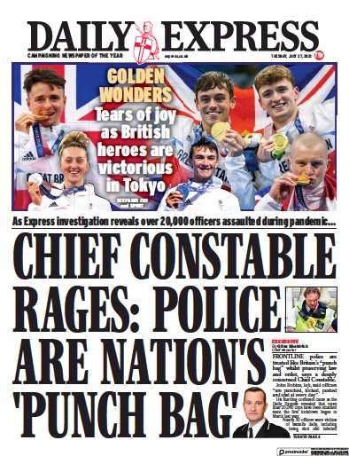 Daily Express Newspaper Front Page (UK) for 27 July 2021