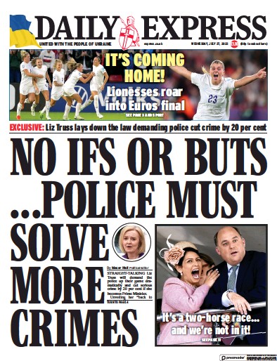 Daily Express Newspaper Front Page (UK) for 27 July 2022