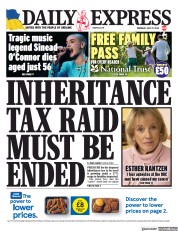 Daily Express (UK) Newspaper Front Page for 27 July 2023