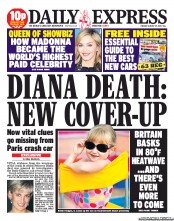 Daily Express (UK) Newspaper Front Page for 27 August 2013