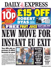Daily Express (UK) Newspaper Front Page for 27 August 2016