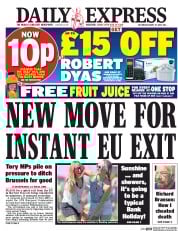 Daily Express (UK) Newspaper Front Page for 27 August 2016
