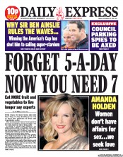 Daily Express (UK) Newspaper Front Page for 27 September 2013