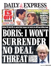 Daily Express (UK) Newspaper Front Page for 27 September 2019