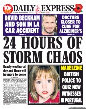 Daily Express Newspaper Front Page (UK) for 28 October 2013