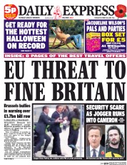 Daily Express (UK) Newspaper Front Page for 28 October 2014