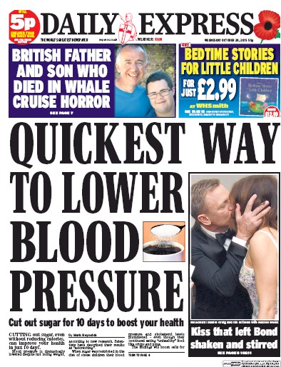 Daily Express Newspaper Front Page (UK) for 28 October 2015
