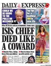 Daily Express (UK) Newspaper Front Page for 28 October 2019
