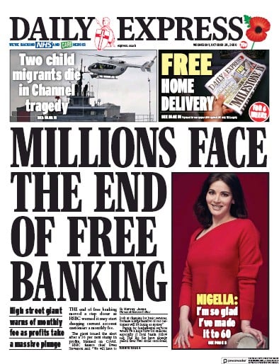 Daily Express Newspaper Front Page (UK) for 28 October 2020