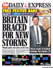 Daily Express (UK) Newspaper Front Page for 28 November 2011